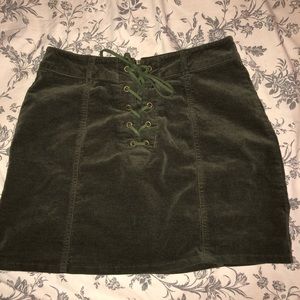 Forrest green suede mini skirt